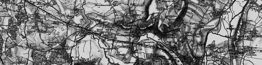 Old map of Fladbury Cross in 1898