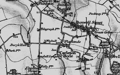 Old map of Flaxlands in 1898