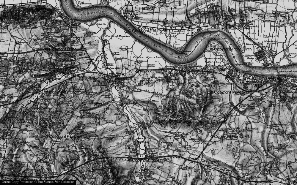 Old Map of Fleet Downs, 1895 in 1895