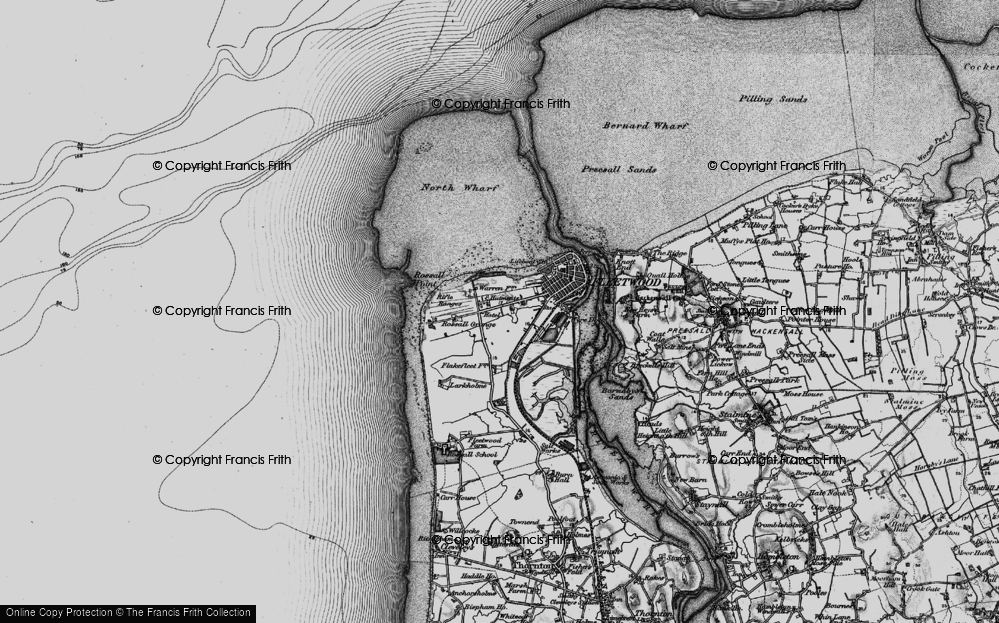 Old Map of Historic Map covering Rossall Point in 1896