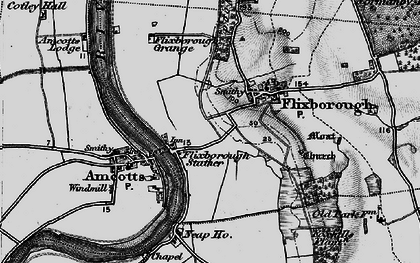 Old map of Flixborough Stather in 1895
