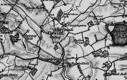 Old map of Flowton in 1896