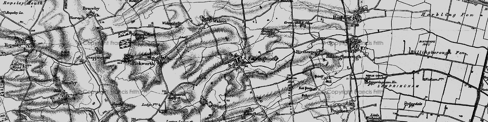 Old map of Folkingham in 1895