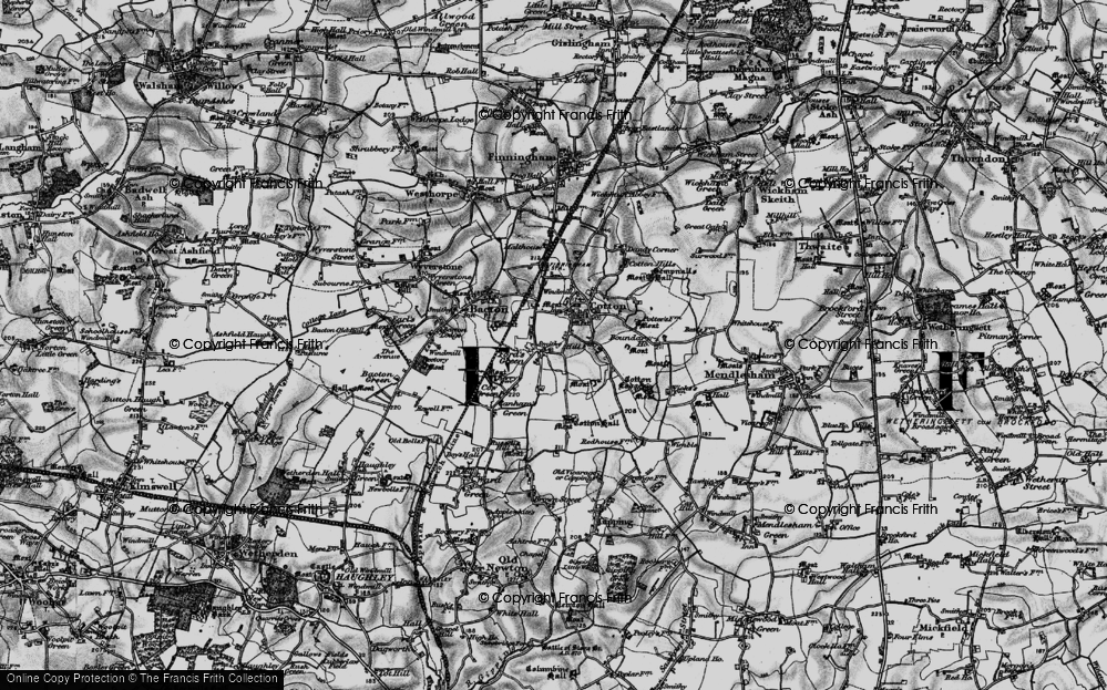 Old Map of Ford's Green, 1898 in 1898