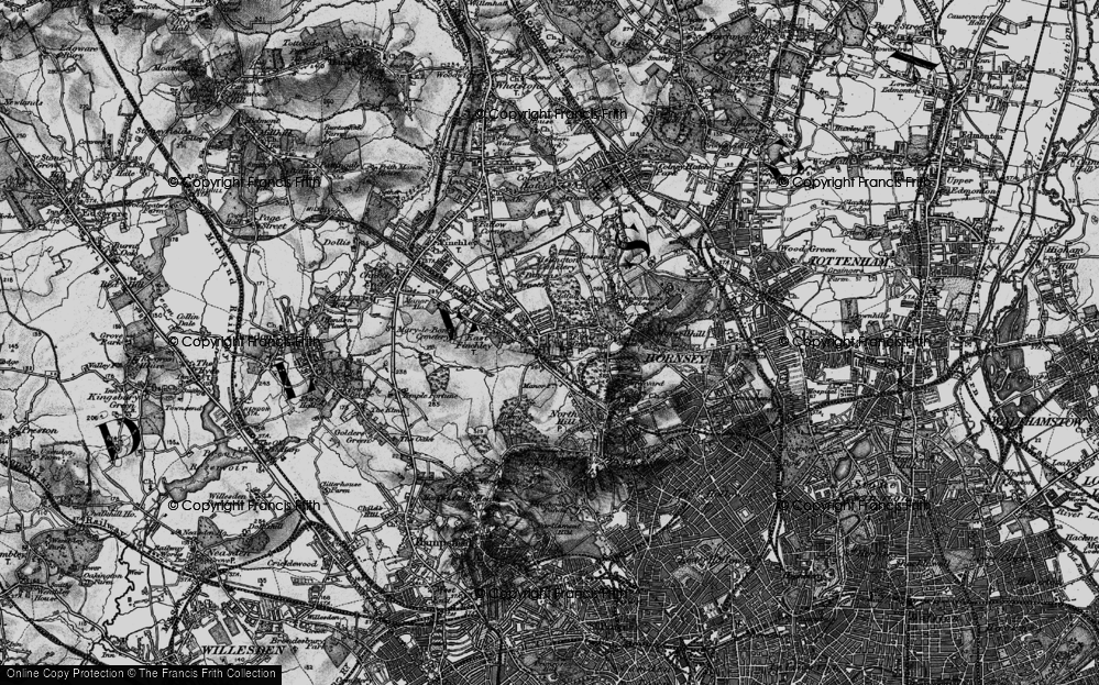 Old Map of Fortis Green, 1896 in 1896