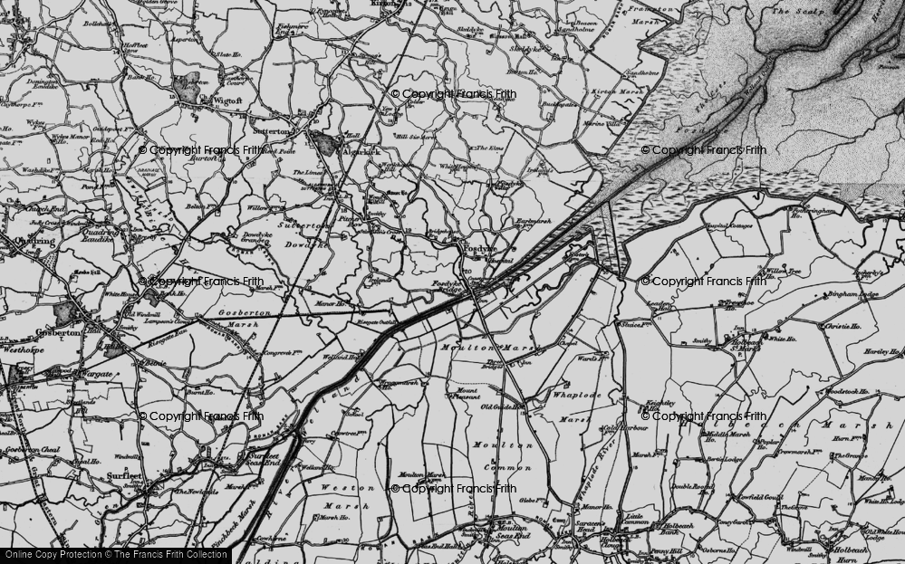 Old Map of Historic Map covering Moulton Marsh in 1898