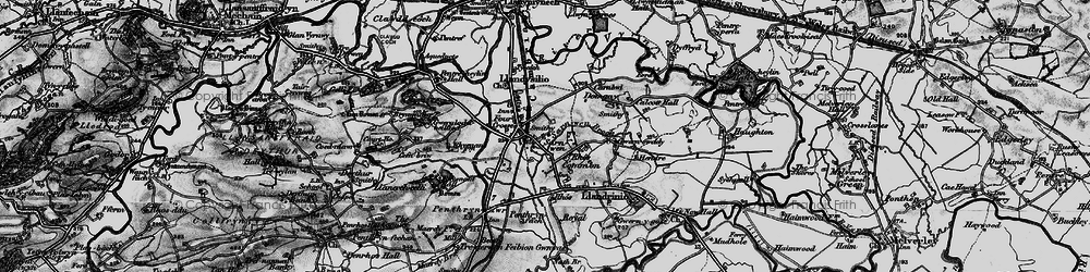 Old map of Four Crosses in 1897
