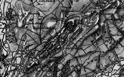 Old map of Four Roads in 1896
