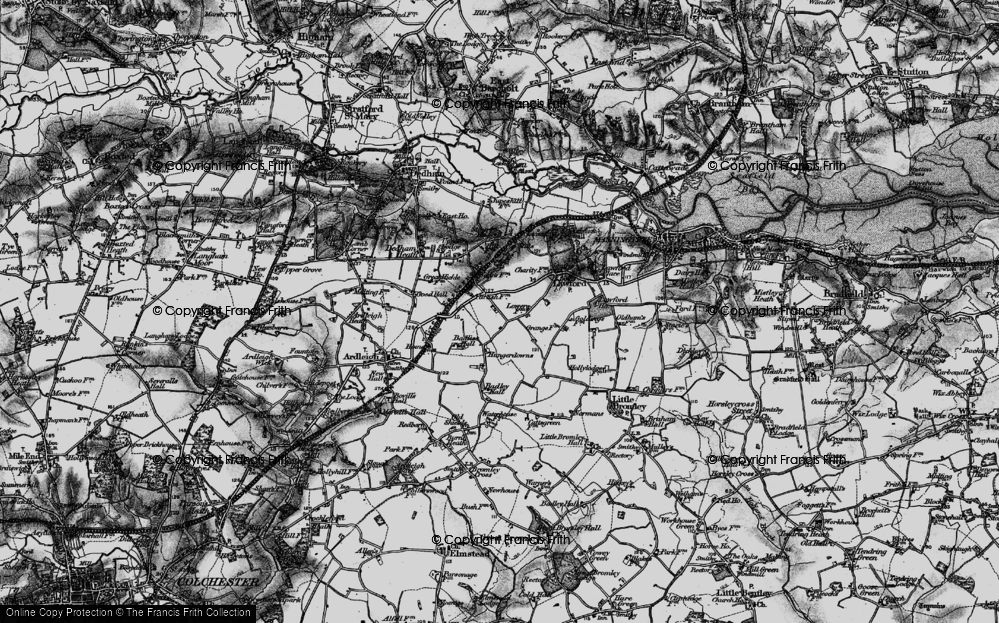 Old Map of Historic Map covering Hungerdowns in 1896