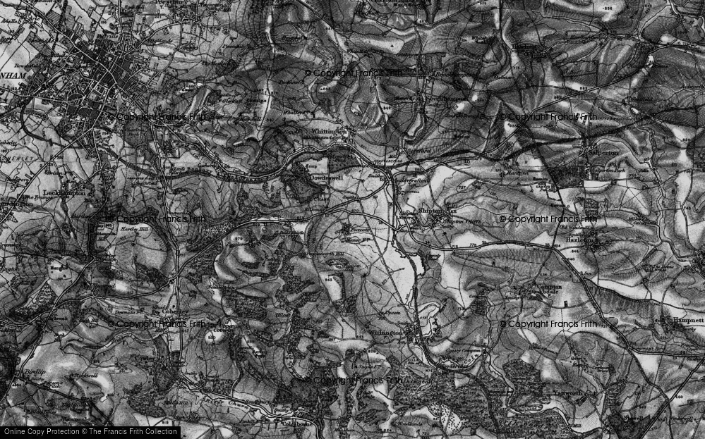 Old Map of Historic Map covering Foxcote Hill in 1896