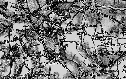 Old map of Framingham Earl in 1898