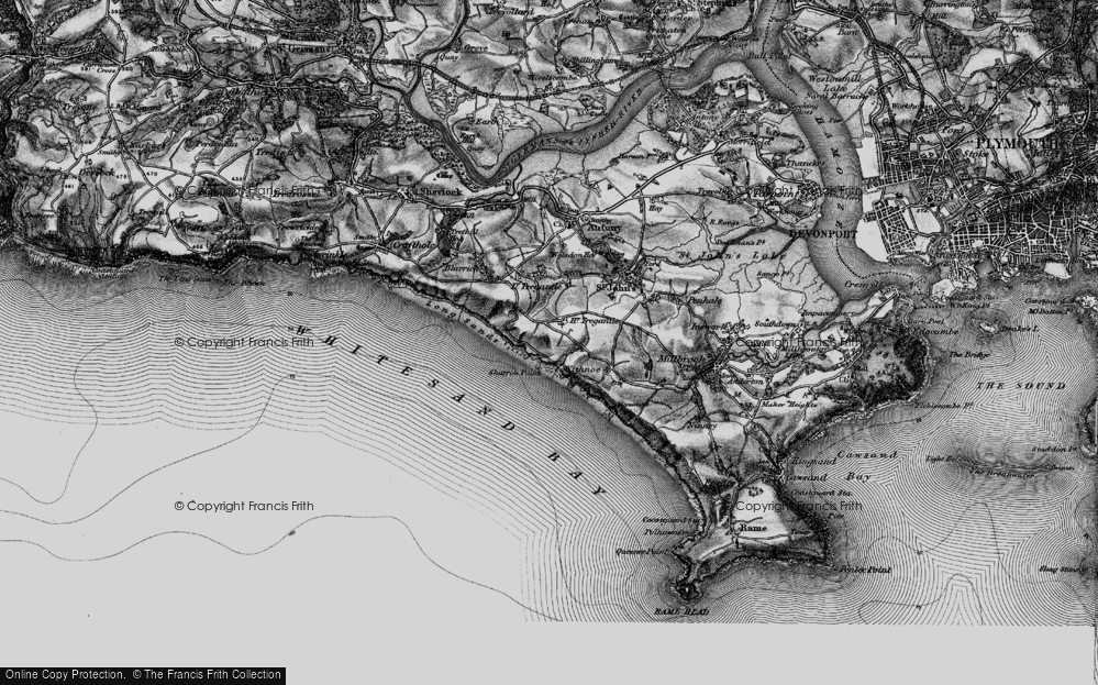 Old Map of Historic Map covering Lower Tregantle in 1896
