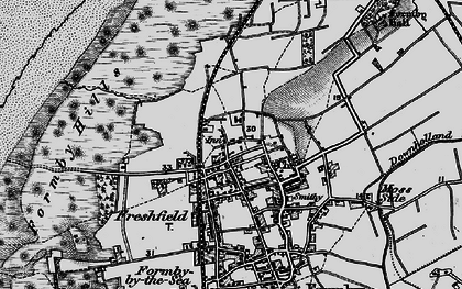 Old map of Downholland Brook in 1896