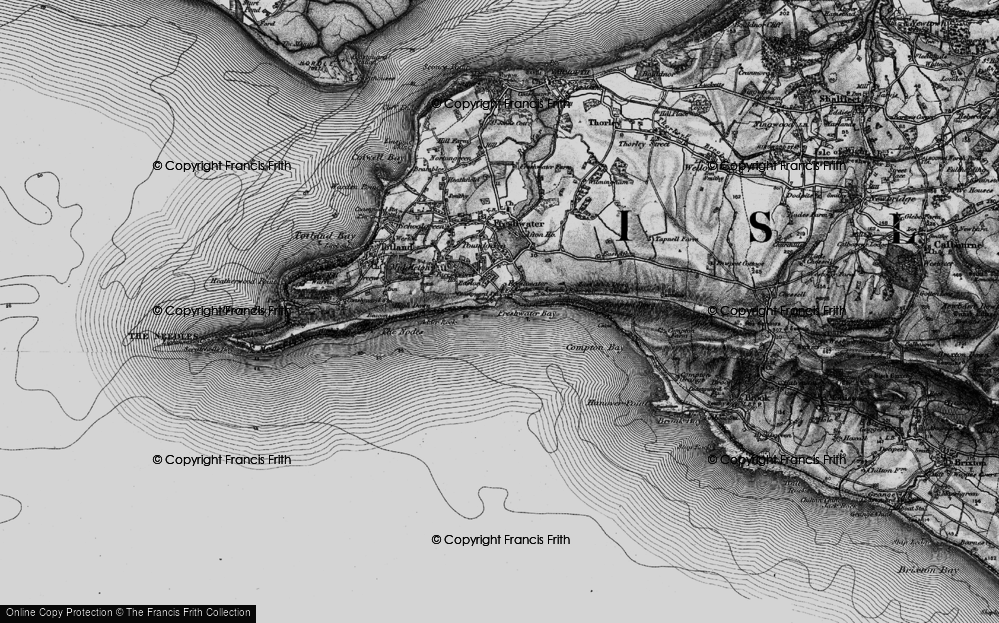Old Map of Historic Map covering Compton Bay in 1895