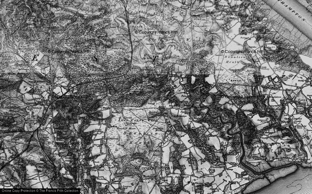 Old Map of Historic Map covering Ladycross Lodge in 1895