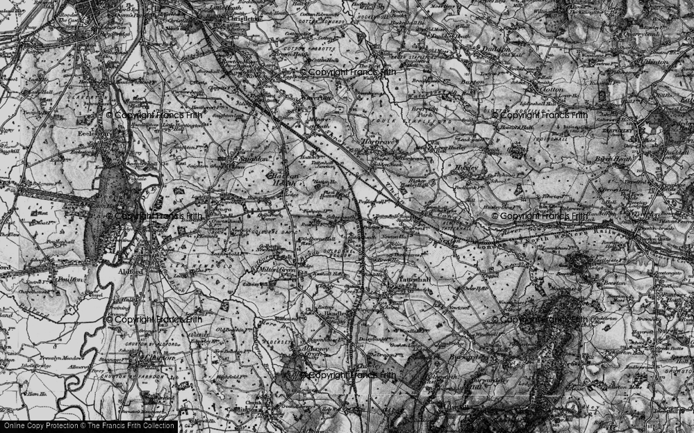 Old Map of Historic Map covering Hatton Hall in 1897