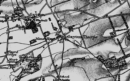 Old map of Gayton Thorpe in 1898