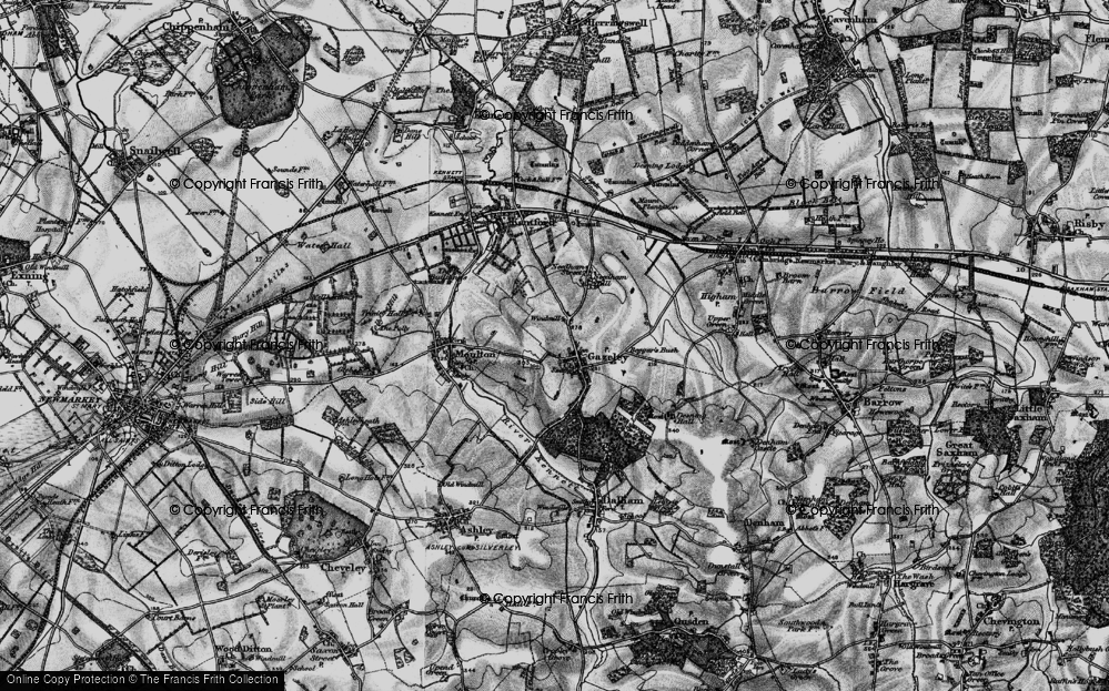 Old Map of Gazeley, 1898 in 1898