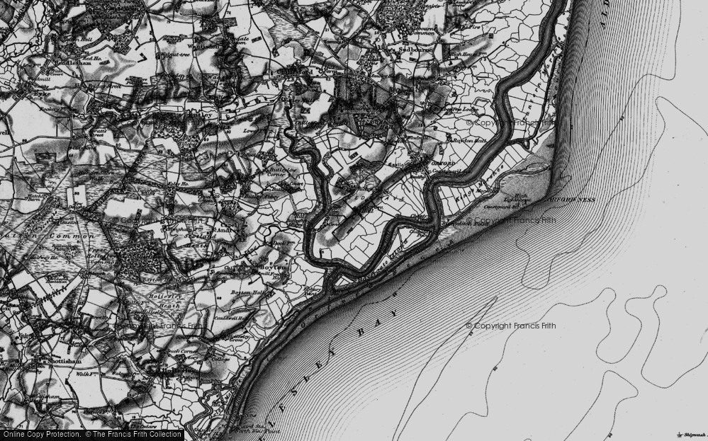 Old Map of Historic Map covering Boyton Marshes in 1895