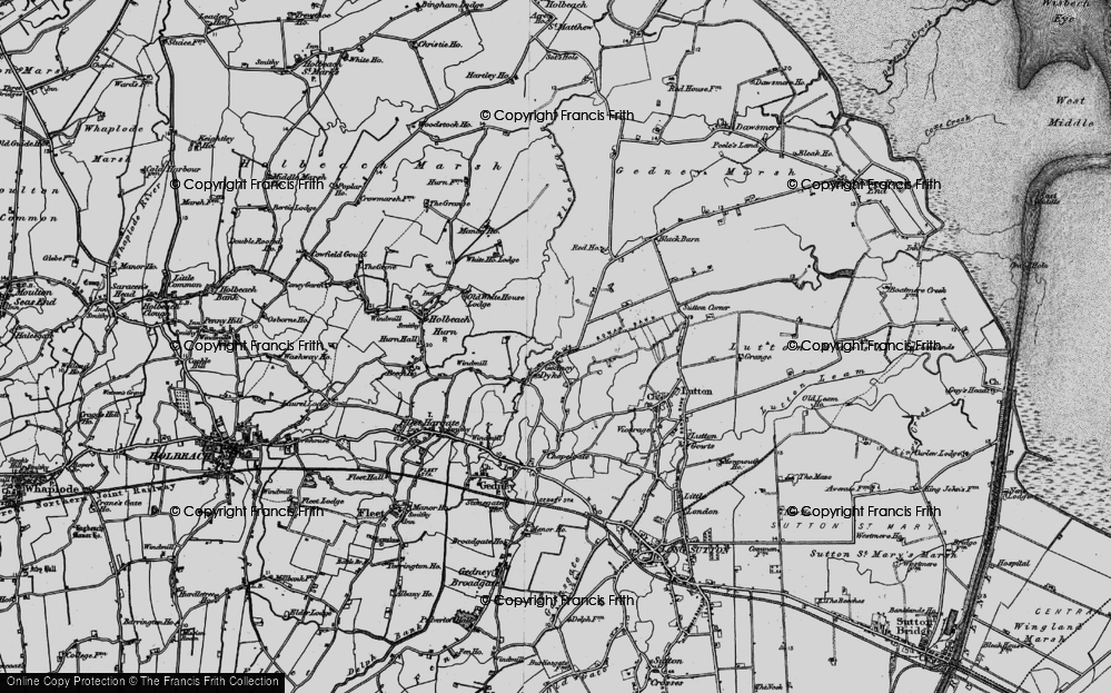 Old Map of Gedney Dyke, 1898 in 1898