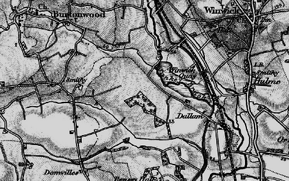 Old map of Burtonwood Service Area in 1896