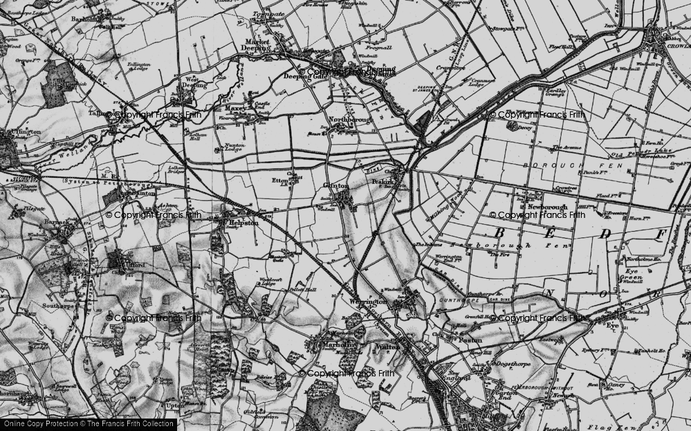 Old Map of Glinton, 1898 in 1898