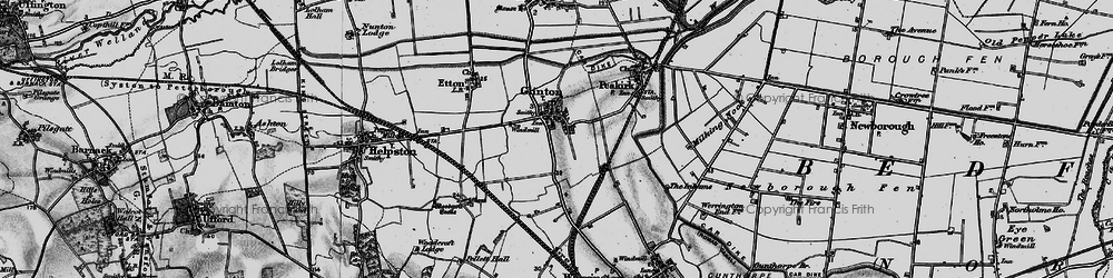 Old map of Glinton in 1898