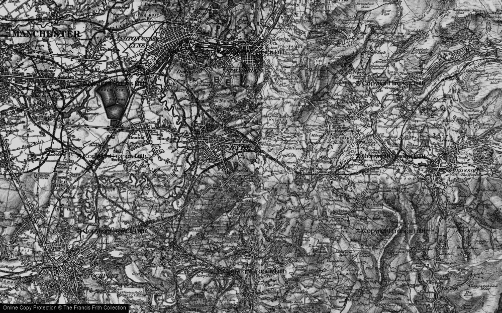 Old Map of Historic Map covering Werneth Low Country Park in 1896