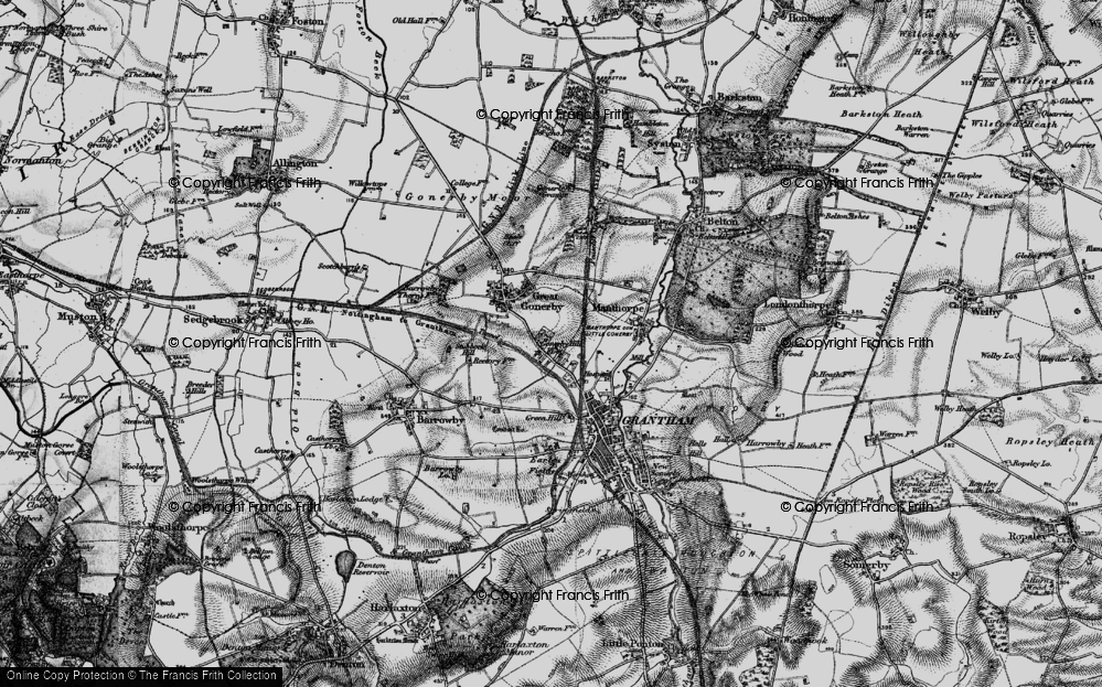 Old Map of Gonerby Hill Foot, 1895 in 1895