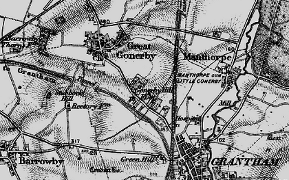 Old map of Gonerby Hill Foot in 1895
