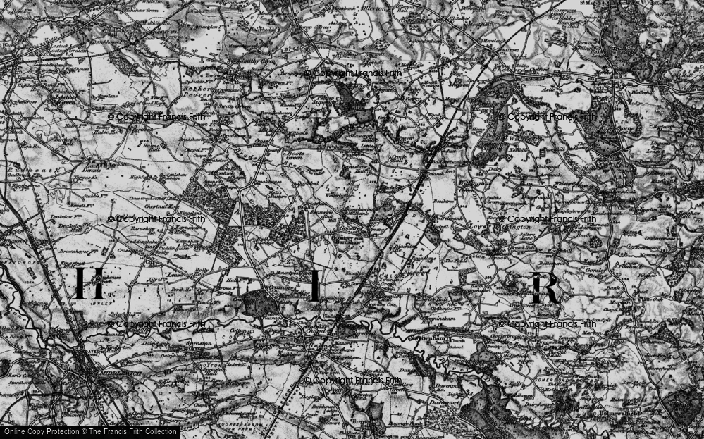 Old Map of Historic Map covering Blackden Hall in 1896