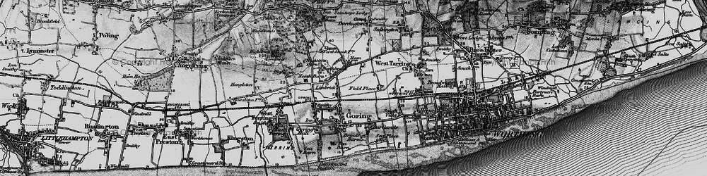 Old map of Goring-by-Sea in 1895