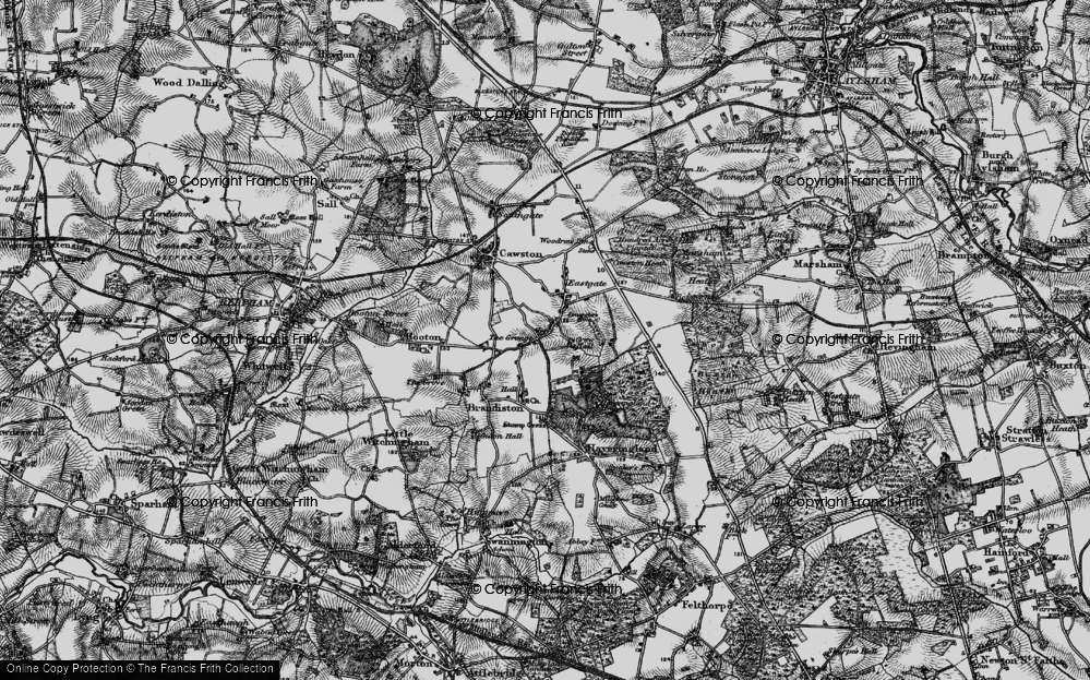 Old Map of Historic Map covering Haveringland Hall in 1898