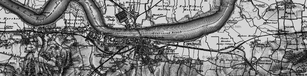Old map of Gravesend in 1896