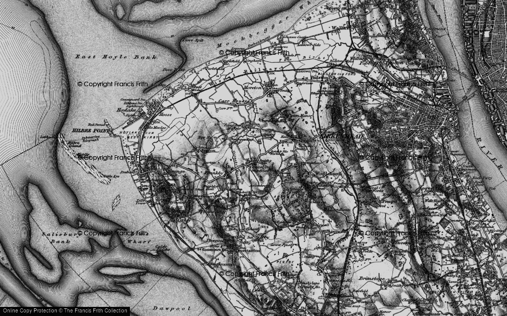 Old Map of Historic Map covering Arrowe Country Park in 1896