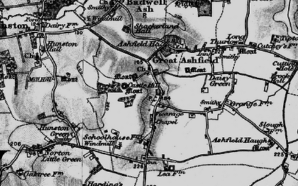 Old map of Great Ashfield in 1898