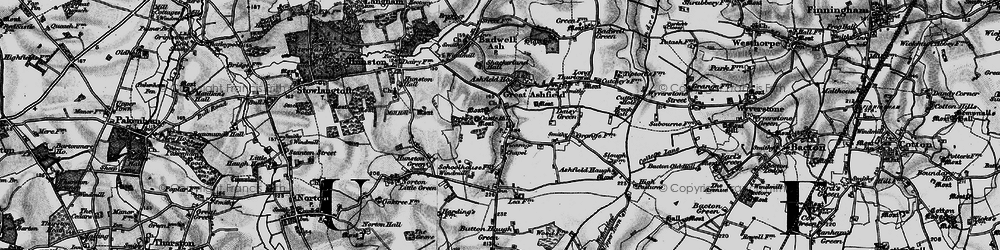 Old map of Great Ashfield in 1898