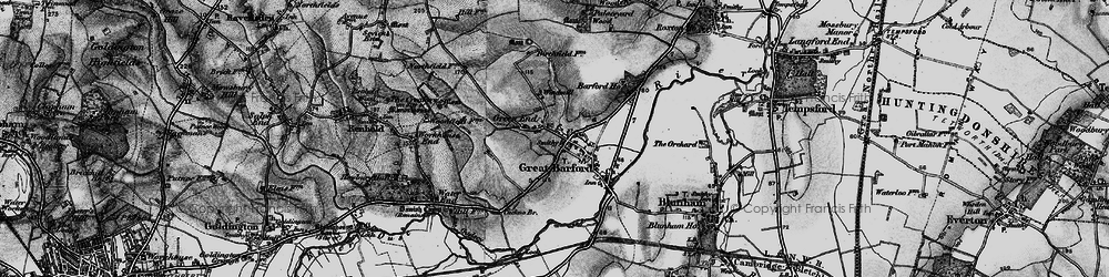 Old map of Great Barford in 1896