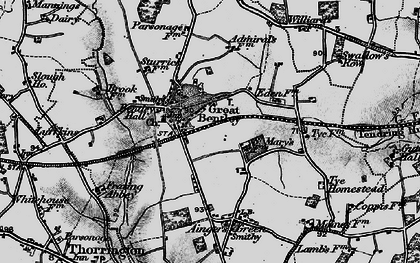 Old map of Great Bentley in 1896