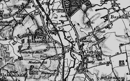 Old map of Great Blakenham in 1896