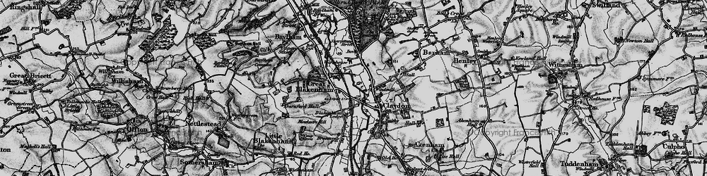 Old map of Great Blakenham in 1896