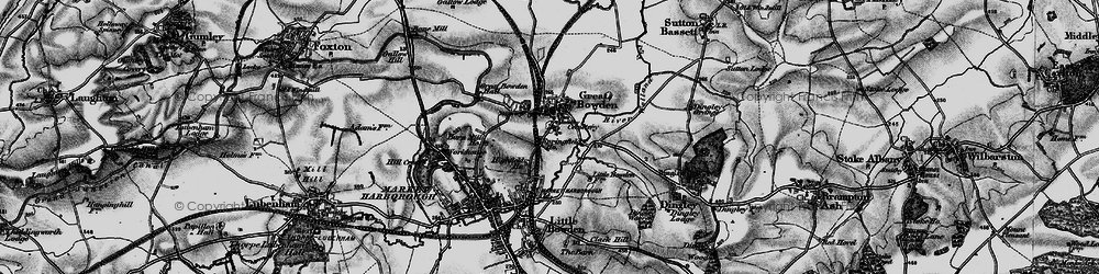 Old map of Great Bowden in 1898