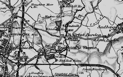 Old map of Great Burdon in 1898