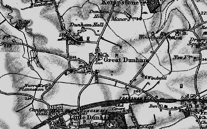 Old map of Great Dunham in 1898