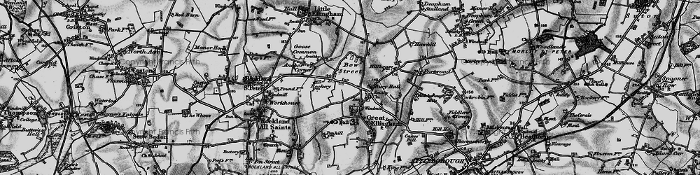 Old map of Great Ellingham in 1898