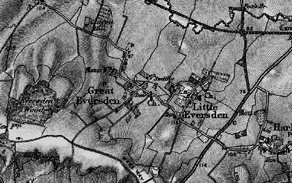 Old map of Great Eversden in 1896