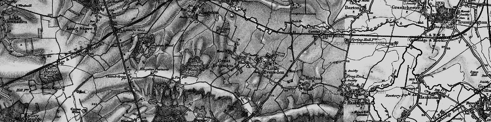 Old map of Great Eversden in 1896