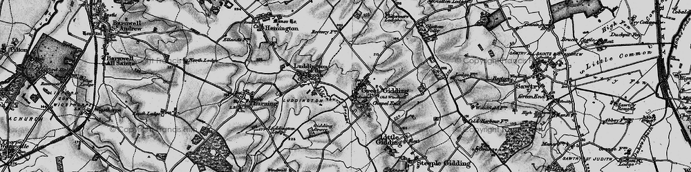Old map of Great Gidding in 1898