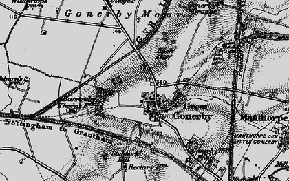 Old map of Great Gonerby in 1895