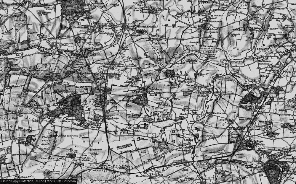 Old Map of Great Hockham, 1898 in 1898